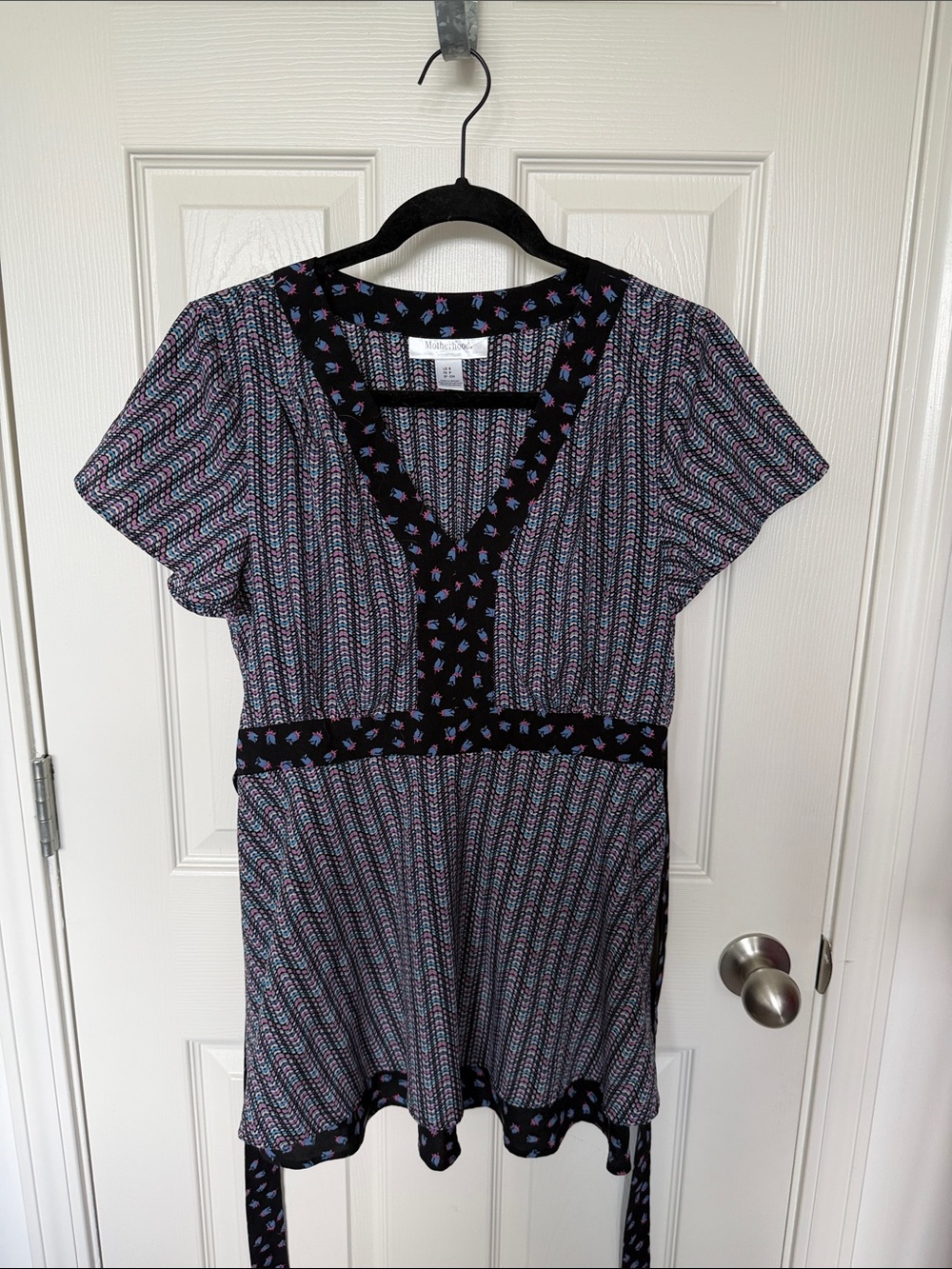Motherhood Navy Dress with Pink & Light Blue Accents